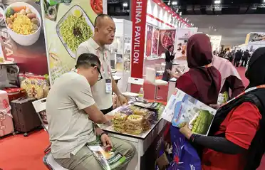Dongyang élelmiszer instant tészta blokk a malajziai Halal kiállításon